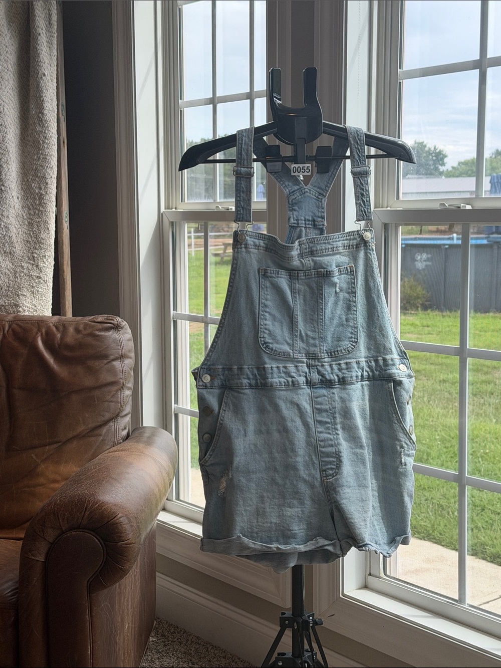 No Boundaries Light Blue Denim Short Overalls